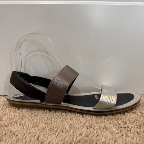Eileen Fisher Metallic Sandals Comfort Straps‎ Silver Bronze Size 9.5M - Picture 1 of 6